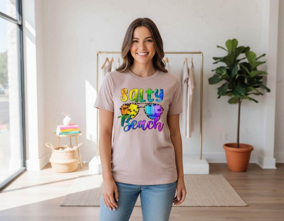 Salty Beach Retro Sunglasses Graphic Tee