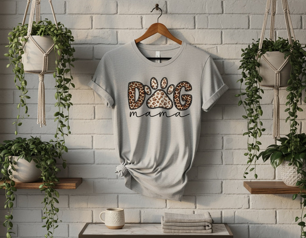 Leopard Print Dog Mama Paw Graphic Tee