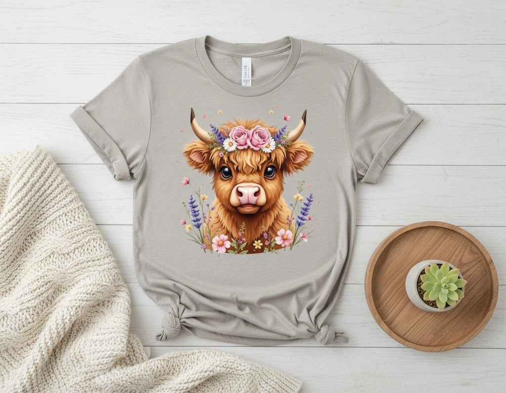 Floral Highland Cow Graphic Tee