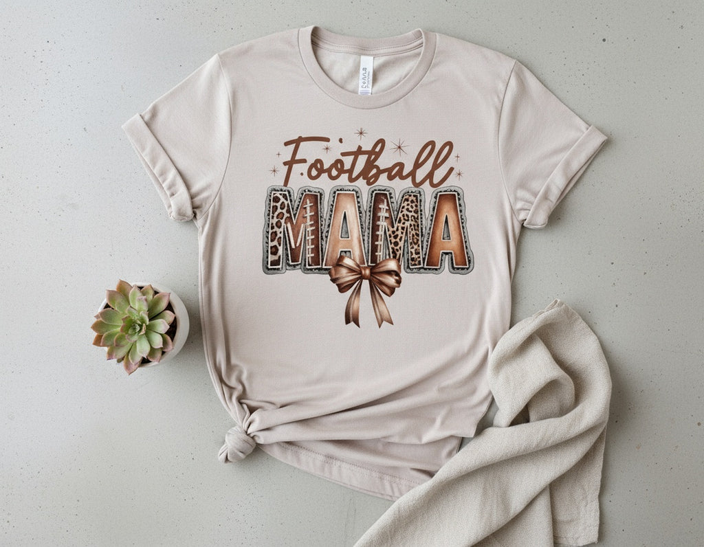 Football Mama Leopard Print & Bow Graphic Tee