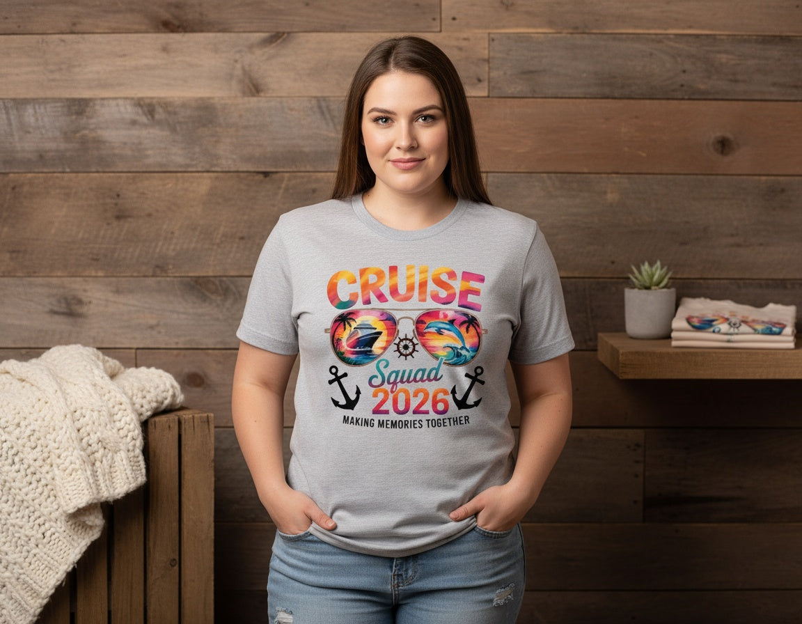 Cruise Squad 2026 Colorful Sunglasses Graphic Tee
