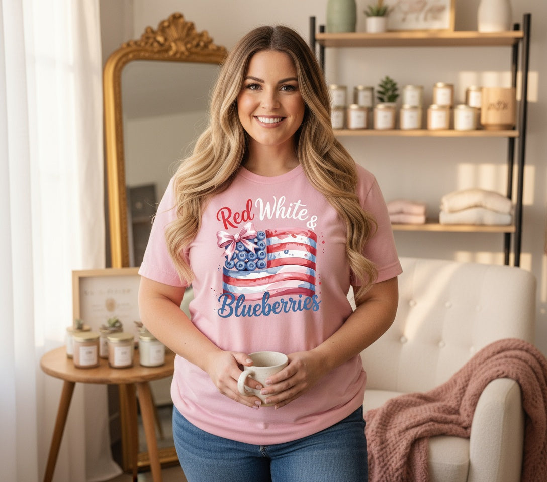 Red, White & Blueberries T-Shirt – Patriotic 4th of July Berry Tee