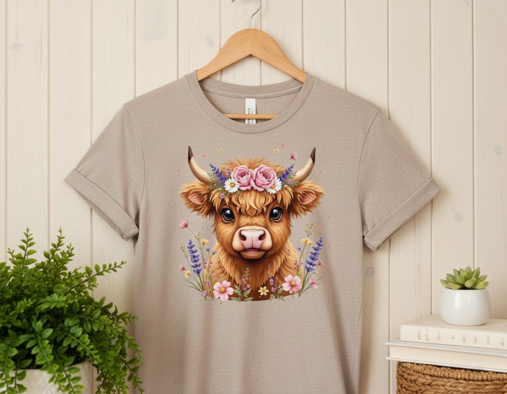 Floral Highland Cow Graphic Tee