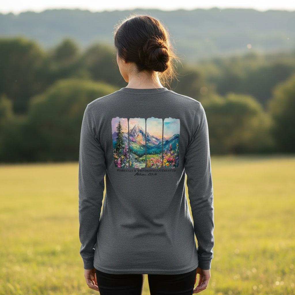 Mountain Serenity Long Sleeve Tee – Fearfully & Wonderfully Made