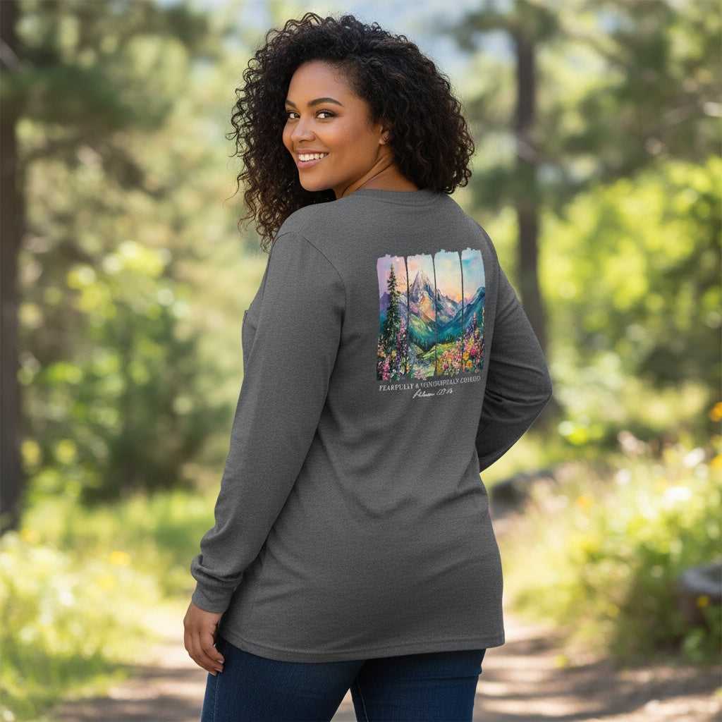 Mountain Serenity Long Sleeve Tee – Fearfully & Wonderfully Made