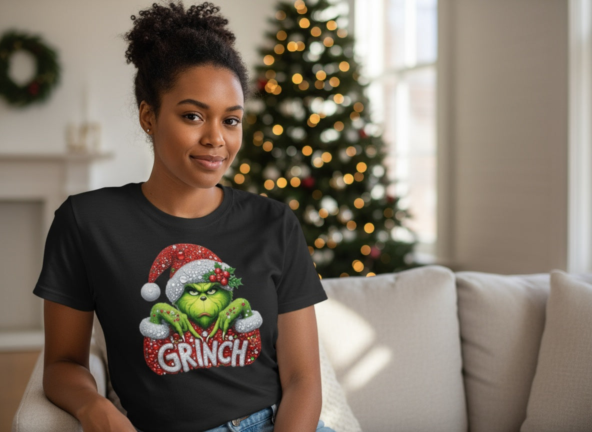 Festive Grinch Christmas T-Shirt – Holiday Sparkle Edition