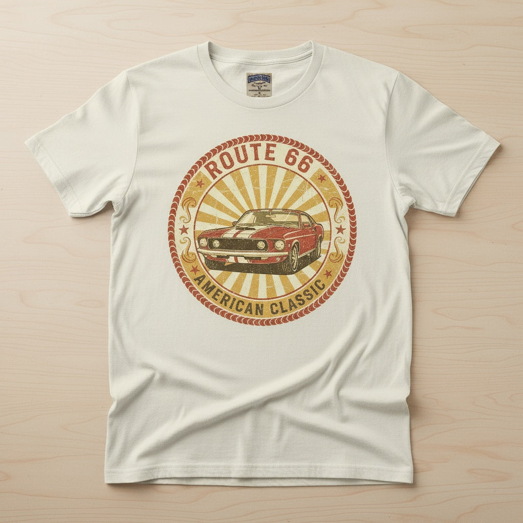 Vintage Route 66 American Classic Car T-Shirt