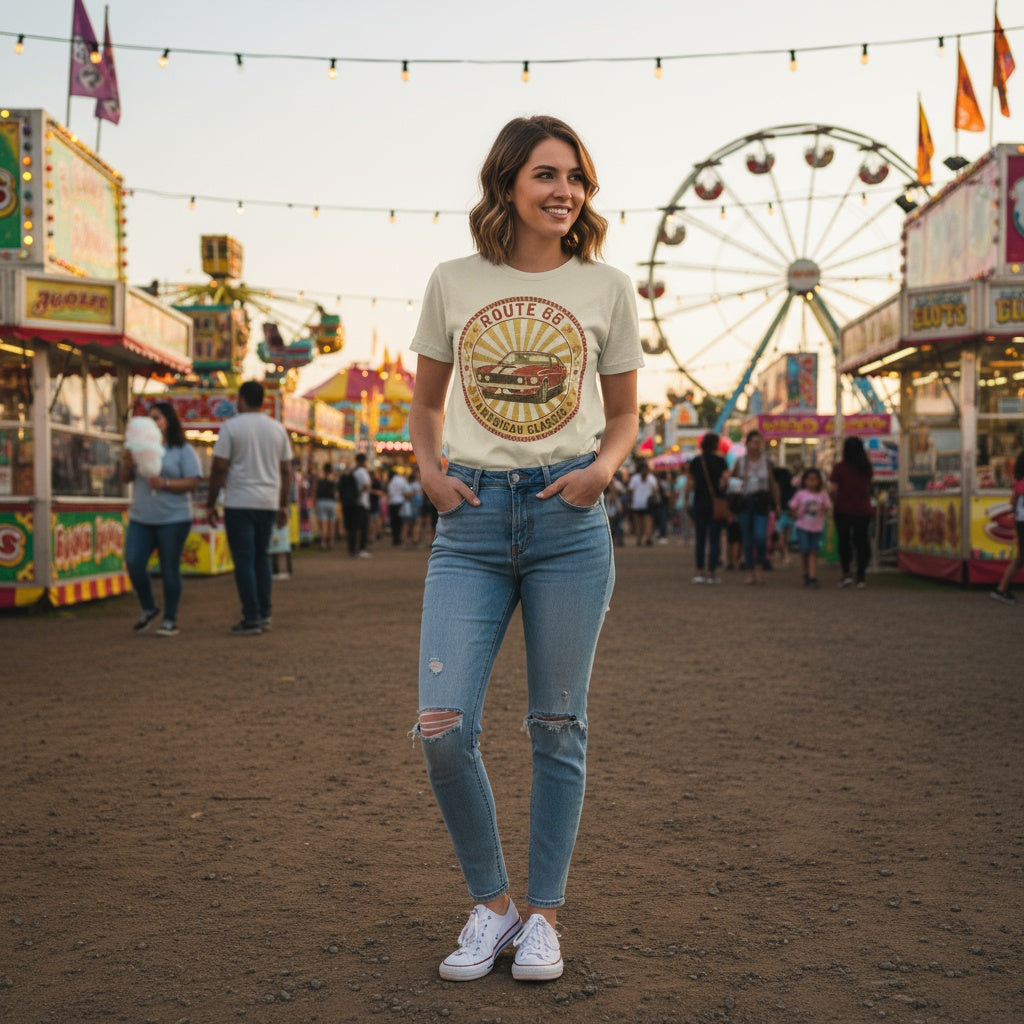 Vintage Route 66 American Classic Car T-Shirt