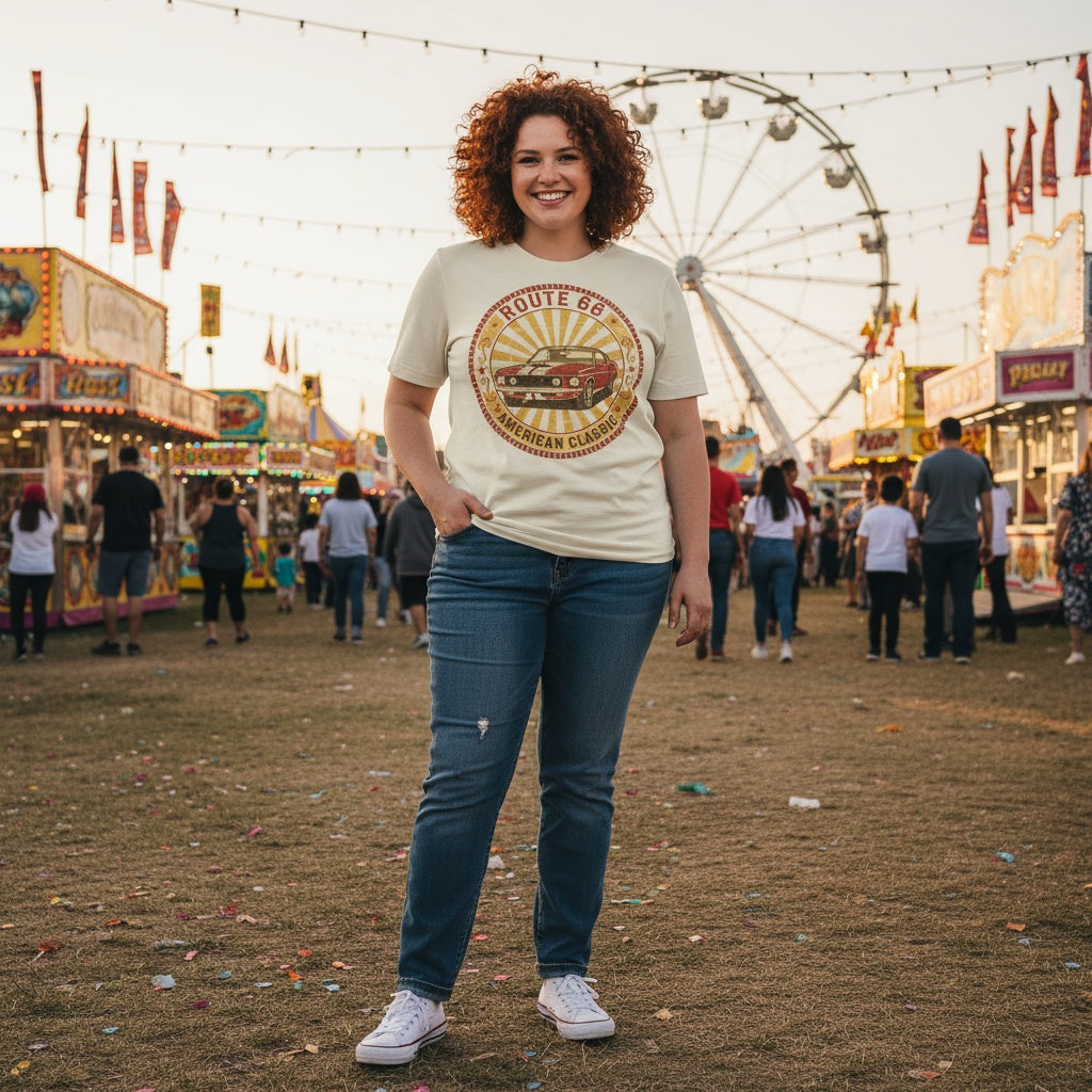 Vintage Route 66 American Classic Car T-Shirt