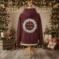 Maroon Holiday Hoodie with Warm Wishes & Cozy Days Wreath Design