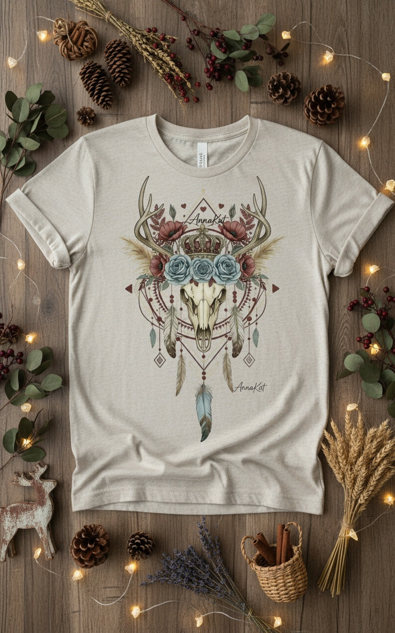 Exclusively by AnnaKat | Vintage Boho Deer Skull Graphic Tee (Copy)