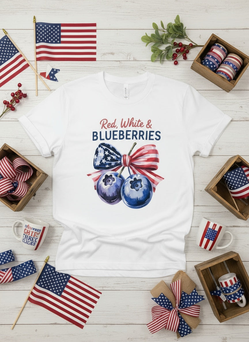 Red, White & Blueberries Patriotic T-Shirt In Memory of Charlie Kirk