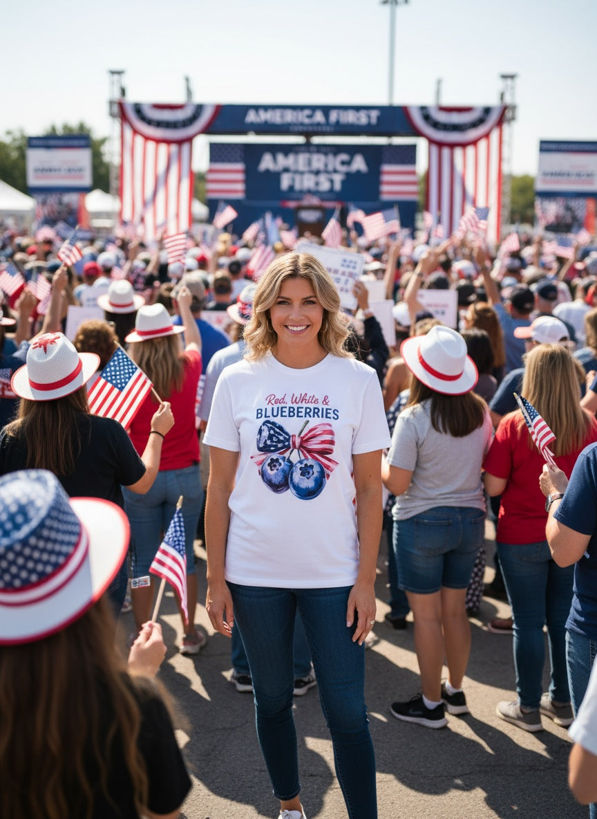 Red, White & Blueberries Patriotic T-Shirt In Memory of Charlie Kirk