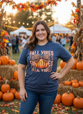 Fall Vibes Leopard Bow Pumpkin T-Shirt – Trendy Autumn Graphic Tee