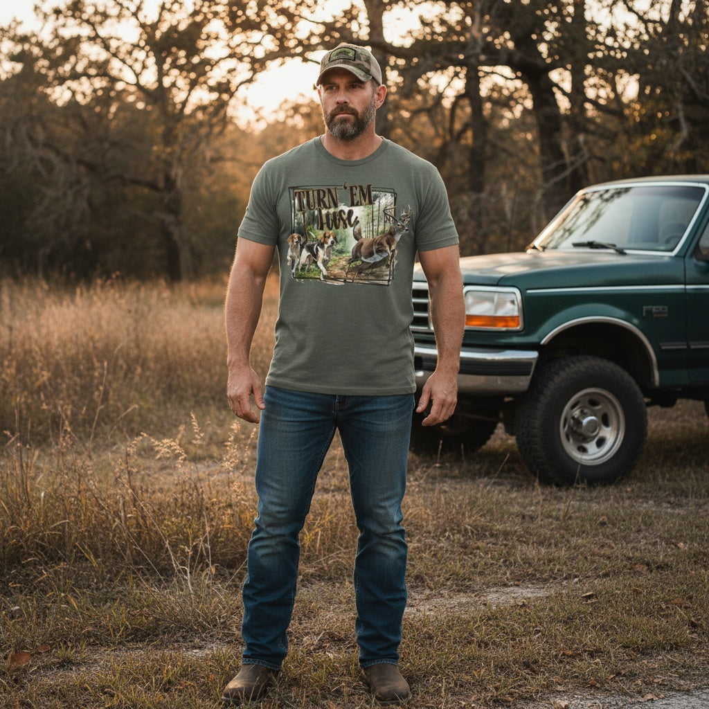 Turn ‘Em Loose Hunting T-Shirt – Men’s Outdoors Graphic Tee for Hunters